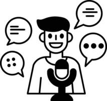 A man is smiling and holding a microphone vector