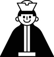 A cartoonish drawing of a man wearing a robe and a hat vector