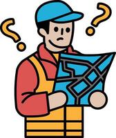 A man is holding a map and looking at it vector