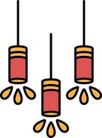 Three red and orange lanterns hanging from the ceiling vector
