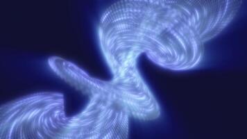 Abstract digital art depicting a flow of light particles forming a wave shape in vivid blue, symbolizing technology, energy, and futuristic design video
