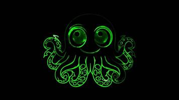 Neon frame effect, squid on black background video