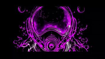 Neon frame effect, Space Hero mask with stars and planets, complete with a space helmet design on black background video