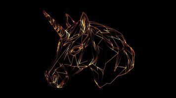 Neon frame effect, Unicorn Mask on black background video