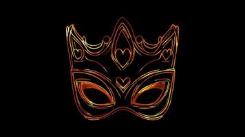 Neon frame effect, Princess Superhero combination of a crown and superhero mask, featuring sparkles and hearts on black background video