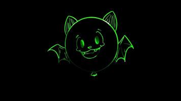 Neon frame effect, Fun Batty Balloon balloon shaped like a bat with a cheerful expression on black background video