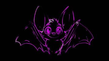 Neon frame effect, Fun Batty Balloon balloon shaped like a bat with a cheerful expression on black background video