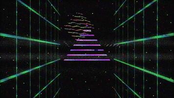 Old Retro TV 90s VHS old analog digital pixel noise glitch texture screen, design shapes neon memphis background. No signal, Error, System damage video