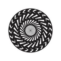 A black and white circular design with a pattern vector