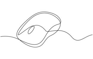 Mouse computer one continuous single line art drawing vector