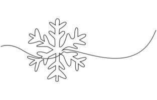 Continuous one line art drawing of snowflakes vector