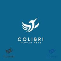Abstract Colibri logo isolated on blue background. humming bird logo concept. simple bird logo suitable for your design vector