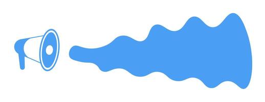 A vibrant blue megaphone amplifying sound waves in a dynamic and creative visual representation of communication and expression vector