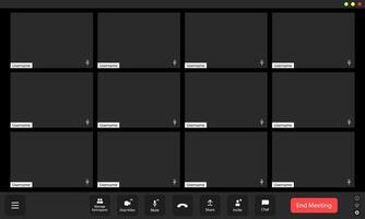 Virtual meeting platform displaying multiple empty participant slots with user names during an online conference session in a digital workspace vector