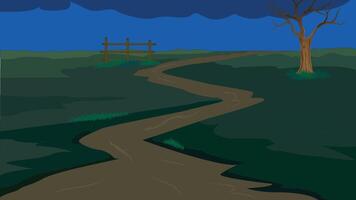 2d background evening forest road vector