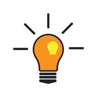 An orange light bulb with a yellow light coming out of it vector