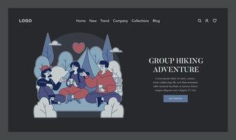 Join our exciting Group Hiking Adventure for an unforgettable experience for Nature Lovers vector