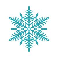 Detailed snowflake, unique hand drawn doodle illustration. Graphic outline drawing. Christmas and New Year symbol. Beautiful snowflake silhouette icon for frosty winter designs and decorations. vector