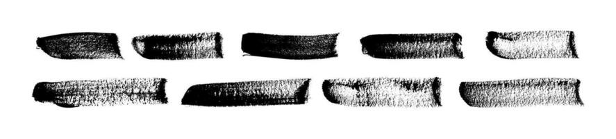 Distressed brush stroke frame set with ink texture and spray paint effect. Box shape for text background with rough edges. Flat illustration isolated vector