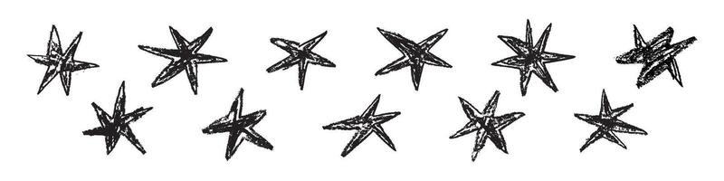 Hand drawn star with crayon and pastel textures. Cute figure design for stickers. Flat illustration isolated on white background. vector