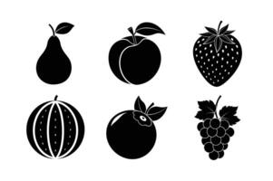 Vibrant Fruit Bundle Pear, Peach, Strawberry, Watermelon, Blueberry, and Grape vector