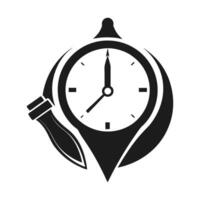 Stylish Monochrome Logo Design Merging Time and Creative Art vector