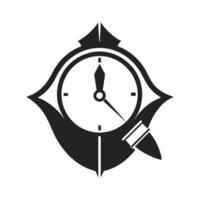Sleek Abstract Logo Design Combining Fountain Pen and Clock for Artistic Branding vector