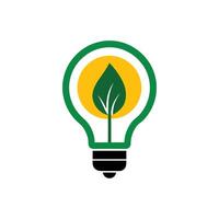 Creative Green Logo Design - Minimalist Bulb and Leaf Integration vector