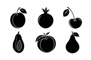 Fresh Fruit Bundle Plum, Pomegranate, Cherry, Papaya, Peach, Pear vector