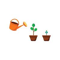 A watering can is watering a plant in a pot vector