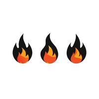 Three different types of fire flames on a white background vector