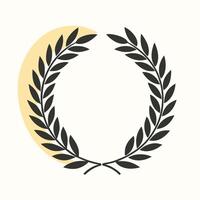 A laurel wreath is shown in front of a yellow sun vector