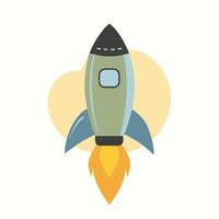A rocket is flying through the air on a white background vector