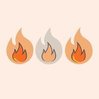 Three different types of fire flames on a white background vector