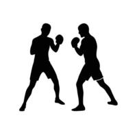 Two men in boxing stance on a white background vector