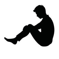 Silhouette of a man sitting down on the floor vector