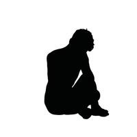 Silhouette of a man sitting down on the floor vector