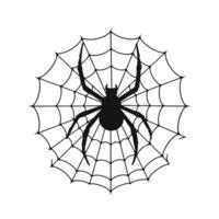 A black and white spider on a web vector