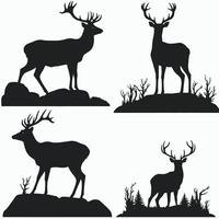 Deer silhouette set on white background vector