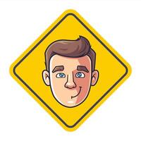 face of a happy man on a yellow background. vector