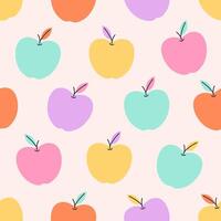 Seamless pattern with cute colorful apples. Fruits seamless pattern. vector