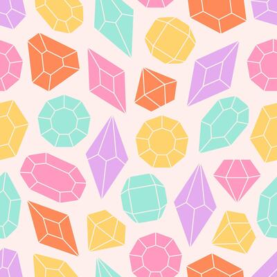 Seamless pattern with crystals, diamonds, gemstones. Texture for banners, wallpapers, textiles, wrapping paper.