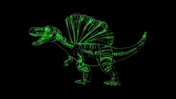 Neon frame effect, various dinosaurs on black background video