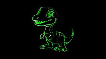 Neon frame effect, various dinosaurs on black background video