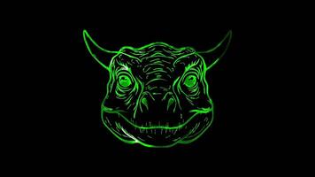 Neon frame effect, various dinosaurs on black background video