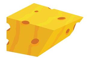 An illustration of a yellow cheese wedge with multiple holes, depicted in a playful cartoon style. Its smooth texture and bright color bring a whimsical element to the image vector