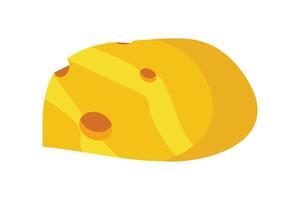 A fun cartoon-style image of a Swiss cheese wedge, featuring bright yellow cheese with various-sized holes, adding a whimsical touch to any design vector