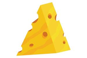 An illustration of a classic Swiss cheese wedge, featuring bright yellow color and characteristic holes. This cartoon-style image is perfect for food-themed projects vector