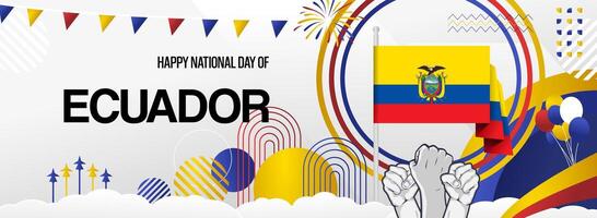 Unique abstract backgrounds celebrating Ecuador Independence Day. Perfect for invitations, posters, and presentations, featuring the national flag colors. vector