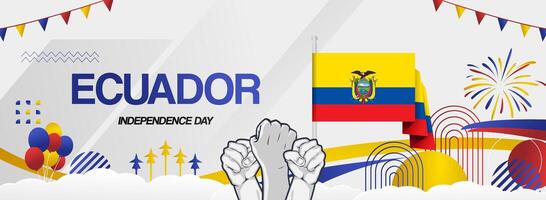 Celebrate Ecuador Independence Day with our vibrant abstract background designs. Perfect for posters, invitations, and presentations featuring the national colors. vector